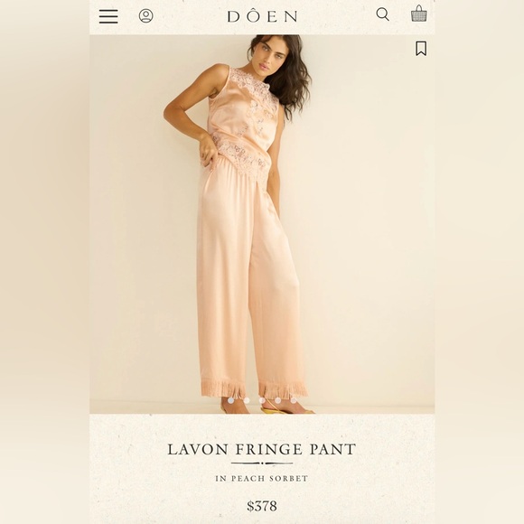 Doen Pants - Doen Lavon Fringe Pant in Peach Sorbet